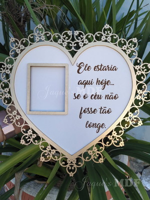 Placa coração para homenagem com foto