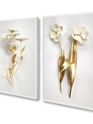 Quadros decorativo grande flor dourada 60x80 sala quarto