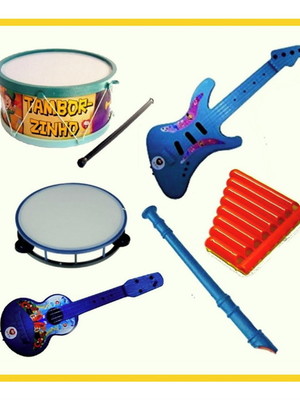 Kit musical 6 instrumentos pedagógicos com tag personalizada