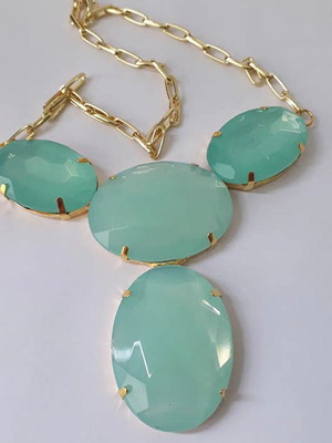 Maxi colar em metal com chaton