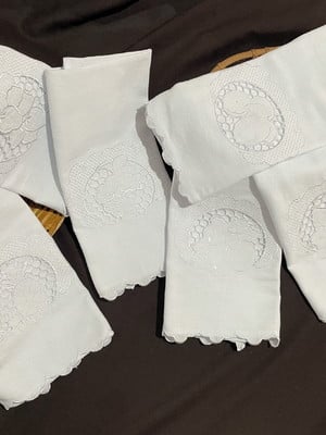 Kit de pano de prato bordado richelieu