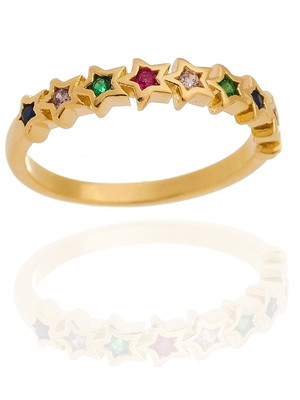 Anel estrelas banhado ouro 18k,,zircônias coloridas