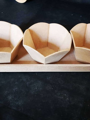 Cachepô de mdf cru com 3 unidades e base retangular