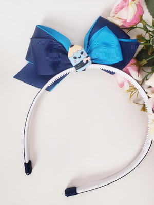 Tiara infantil com laço escolar (com aplique)