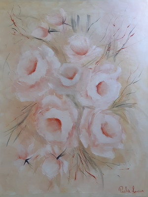 Pintura abstrata em acrílico flores
