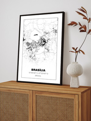 Quadro decorativo brasília cidade brasil frases com moldura