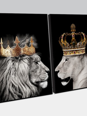 Composição de quadros leão e leoa (the king and queen)