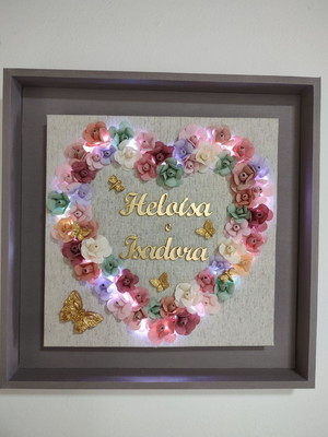 Quadro porta maternidade floral com led