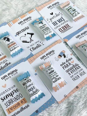 Card com bala cabeleireiro