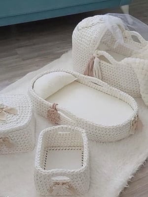 Cesto moisés para bebê em crochê/kit quarto bebê