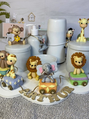 Kit higiene porcelana safari trenzinho completo