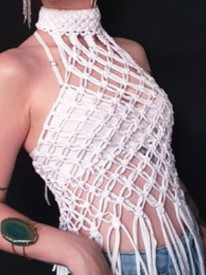 Vestido macramê branco p)m