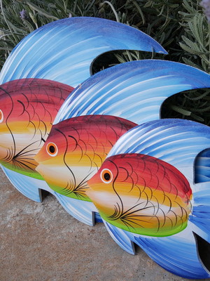 Peixe parede trio azul g