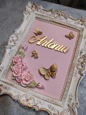 Placa nome rosa
