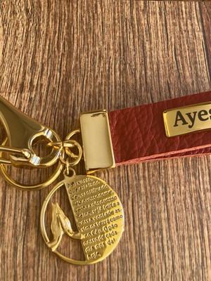 Chaveiro oração pai nosso em couro personalizado a laser