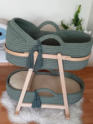 Kit berçinho cesto moisés de crochê/ + trocador de fraldas