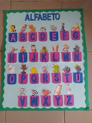 Painel de eva escolar alfabeto e números - diversos temas