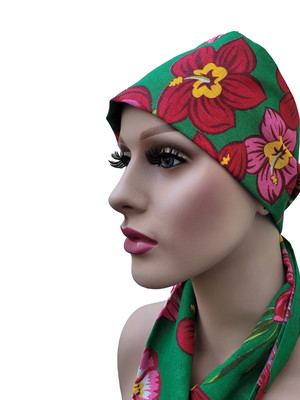 Turbante de chita verde dupla face