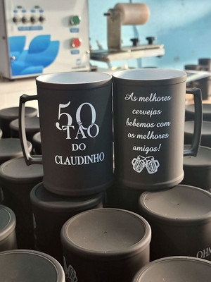 Canecas de chopp 350ml preto fosco interno bran - formatura