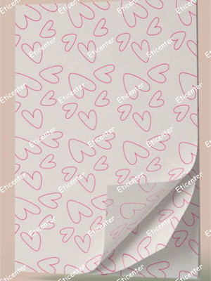 Papel de seda estampado coração rosa -1000 folhas 50x70cm
