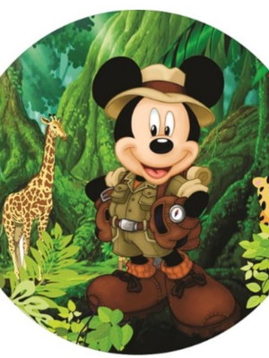 Painel redondo sublimado 1,5m x 1,5m - mickey safari
