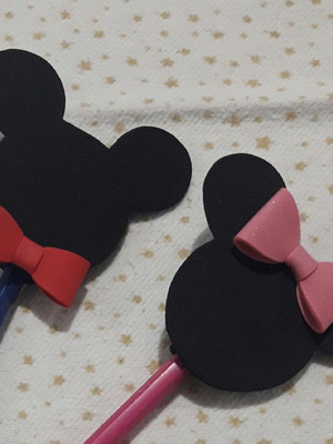 Ponteiras minnie rosa e mickey em eva