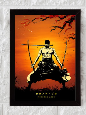 Roronoa zoro one piece, mangá, quadro com moldura 33x24cm