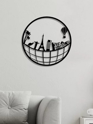 Quadro individual circular mdf mundo