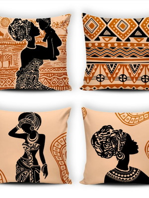 Kit 4 capas de almofada estampadas africana decorativa