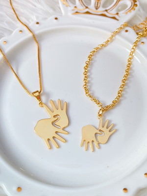 Conjunto libras acessibilidade colar + pulseira