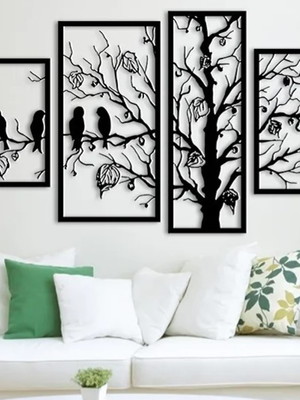 Quadro decorativo mdf preto 6mm políptico 70x41cm