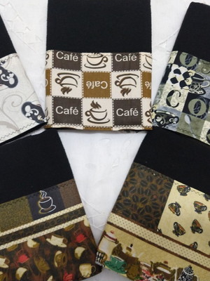 Kit 5 panos de prato barra simples café sacaria preta