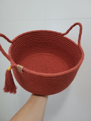 Cesto de cordão de algodão com alça