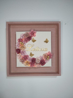 Quadro porta maternidade floral com led