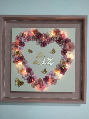 Quadro porta maternidade floral com led