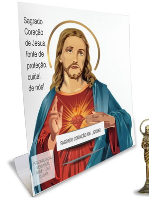 Kit cartão altar + imagem da sagrado coração de jesus, m1