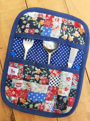 Porta talher de tecido patchwork