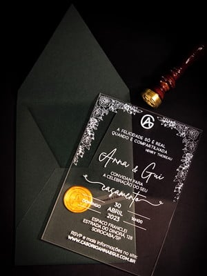 Convite em acrilico / casamento ou 15 anos