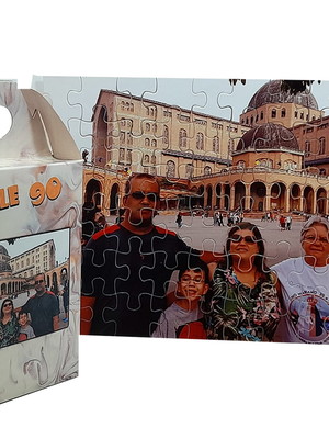 Kit quebra-cabeça personalizado fotos 90pc + caixa brinde