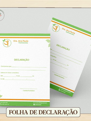 Arquivo digital / folha de declaração/ nutricionista