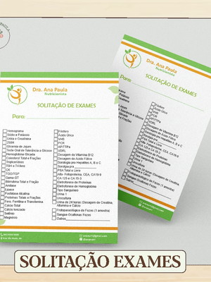 Arquivo para folha solicitação de exames/ nutricionista