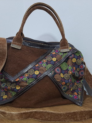 Bolsa em lona trully couro e tecido digital