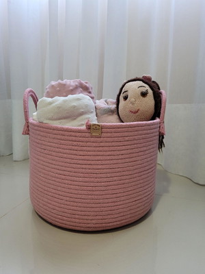 Cesto de cordão de algodão com alça