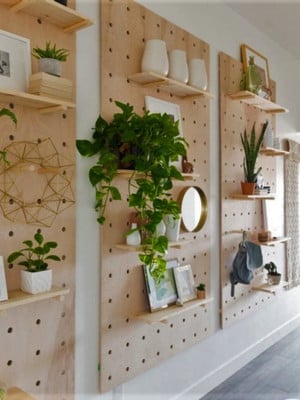 Painel pegboard em pinus 40 x 60cm.