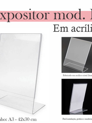5 display l expositor 42x30 acrílico cardápio pix qr a3 ver
