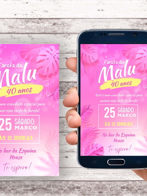 Convite virtual - tardezinha/ farofa (rosa)