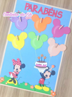 Cartaz parabéns mickey e minnie