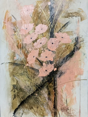 Pintura abstrata em acrílico flores