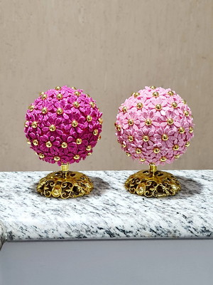 Kit 2 vasos decorativos flores artificiais e.v.a pink e rosa