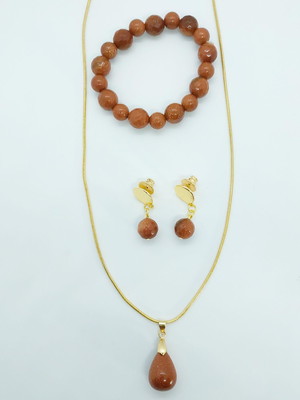 Conjunto colar brinco é pulseira pedra natural do sol